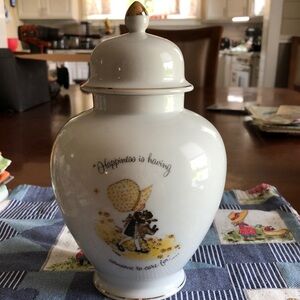Porcelain Holly Hobbie Ginger Jar with Gold Accents